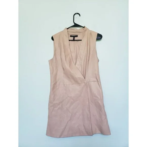 BCBGMAXAZRIA Womens S Caryn Mini Dress Faux Leather Pink Soft Club Party - Picture 1 of 8